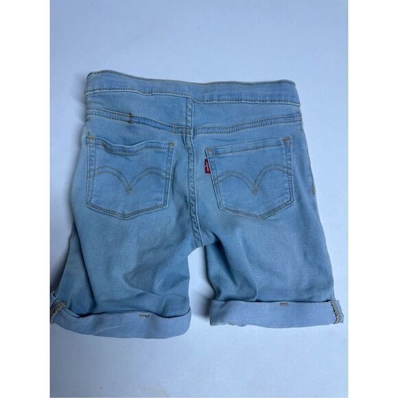Levi's Girlfriend Midi Pull On Shorts Size Girl's Adjustable Size 5-6Y Sky Blue - Picture 5 of 8